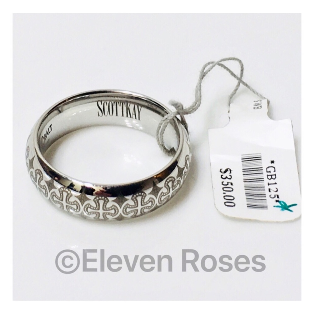 Scott Kay 7mm Cobalt Devout Cross Ring - Picture 1 of 8